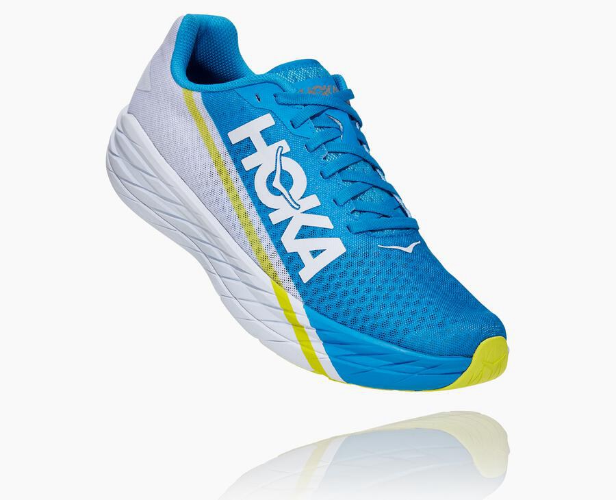 Hoka Mens Running Shoes NZ - Hoka One One Rocket X White/Blue (MHE748913)